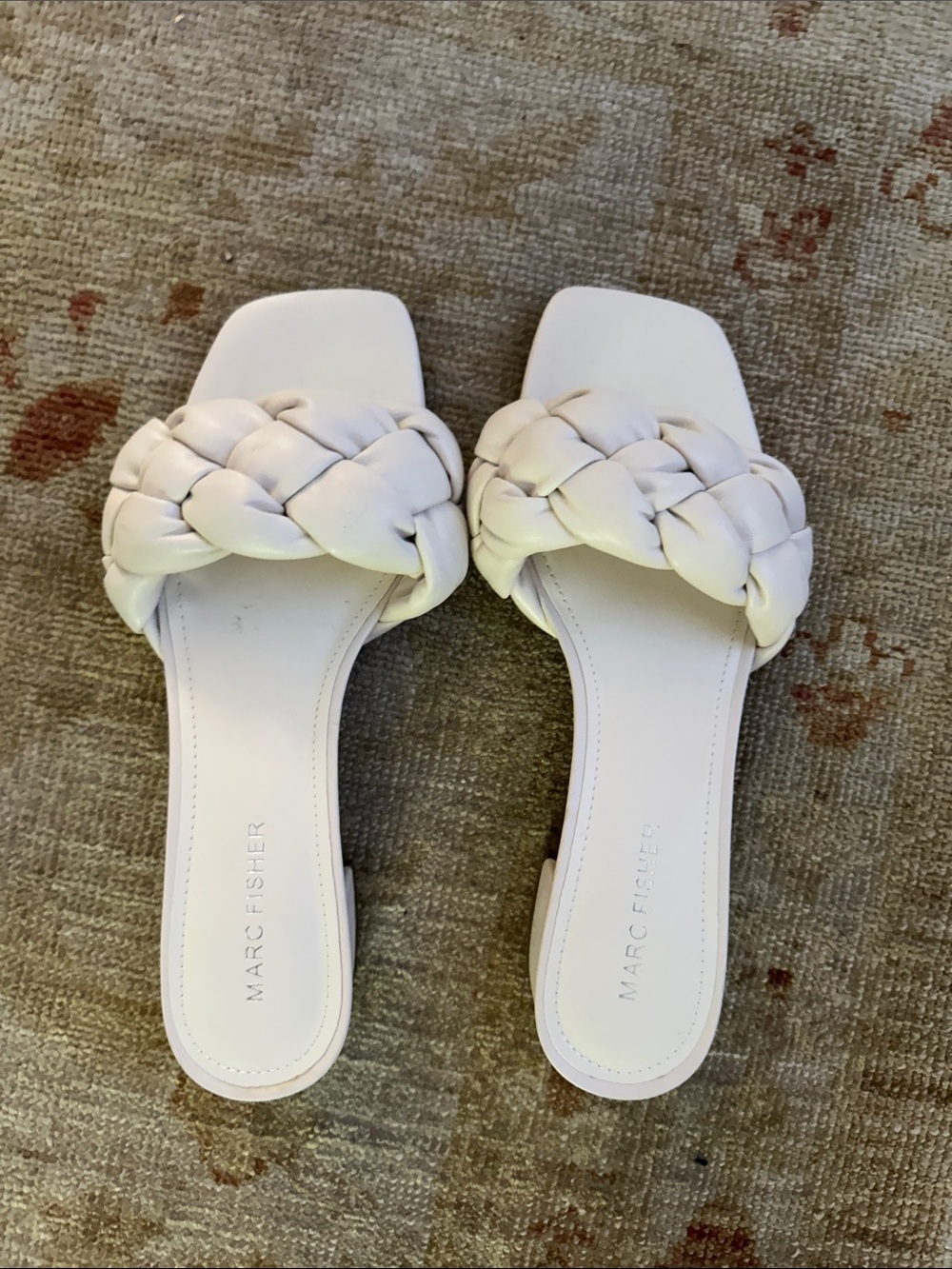 Marc Fisher Cream Braided Slide Sandals never worn